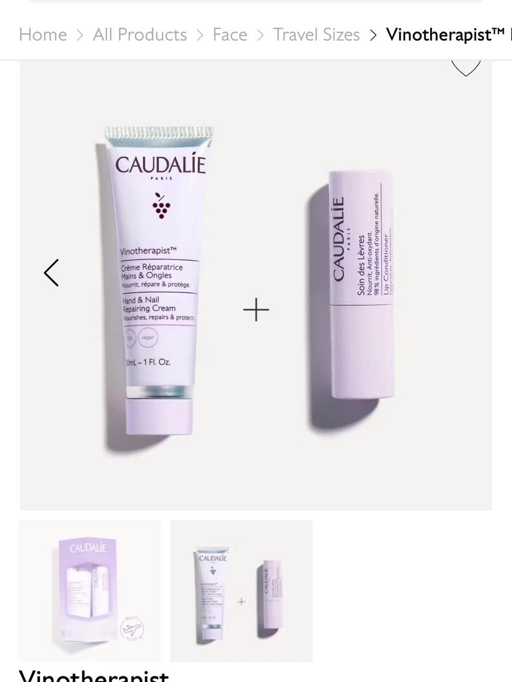 Caudalie Lavender Travel Hand & Lip Duo